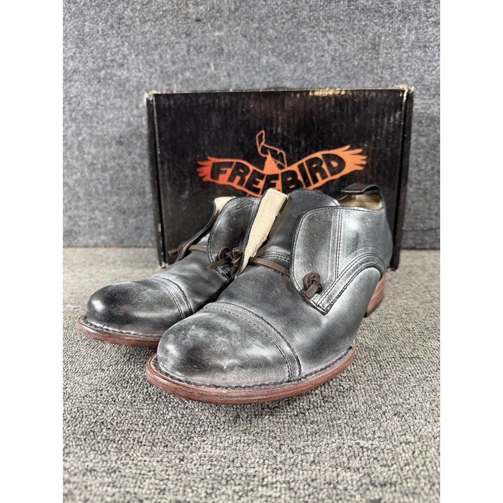 Freebird Boots Womens 9 Black Leather Mabel Ankle Cap Toe Block Heel Mexico